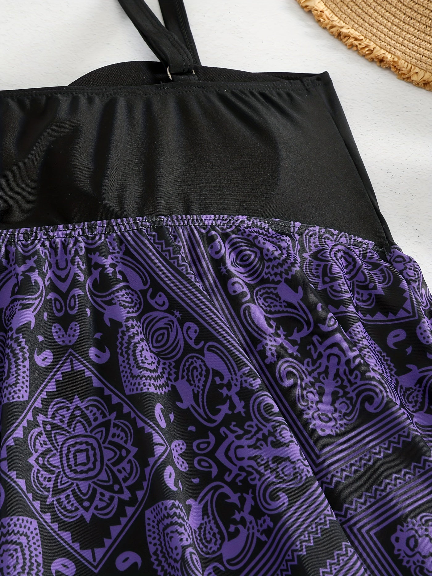 Plus Size Women's Printed Two-Piece Skirt Swimsuit, Sexy Printed Swimwear, Plus Size Style
