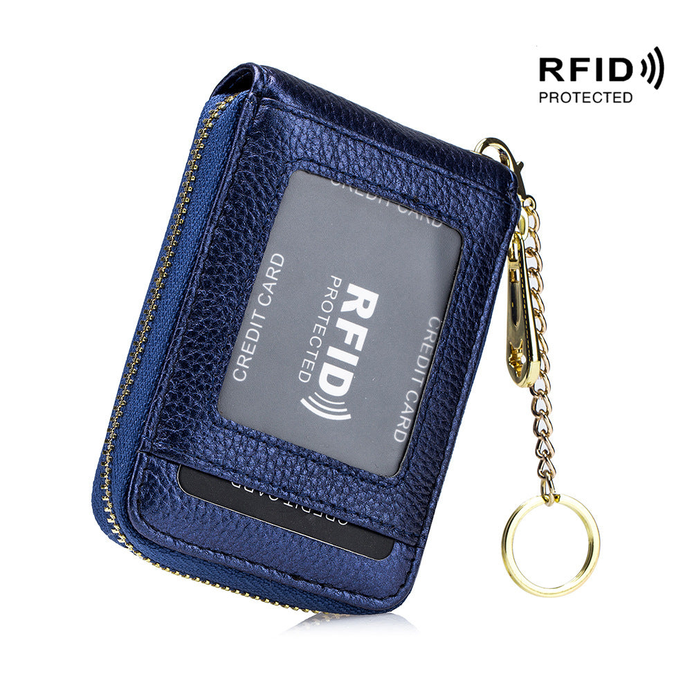 [RFID Credit Card Holder] Casual RFID Credit Card Holder, Multi-compartment Wallet - Simple Zip Around Card Case