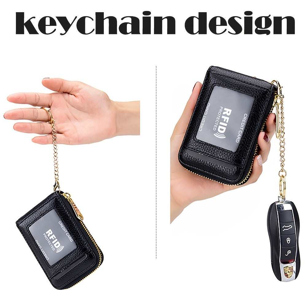 [RFID Credit Card Holder] Casual RFID Credit Card Holder, Multi-compartment Wallet - Simple Zip Around Card Case