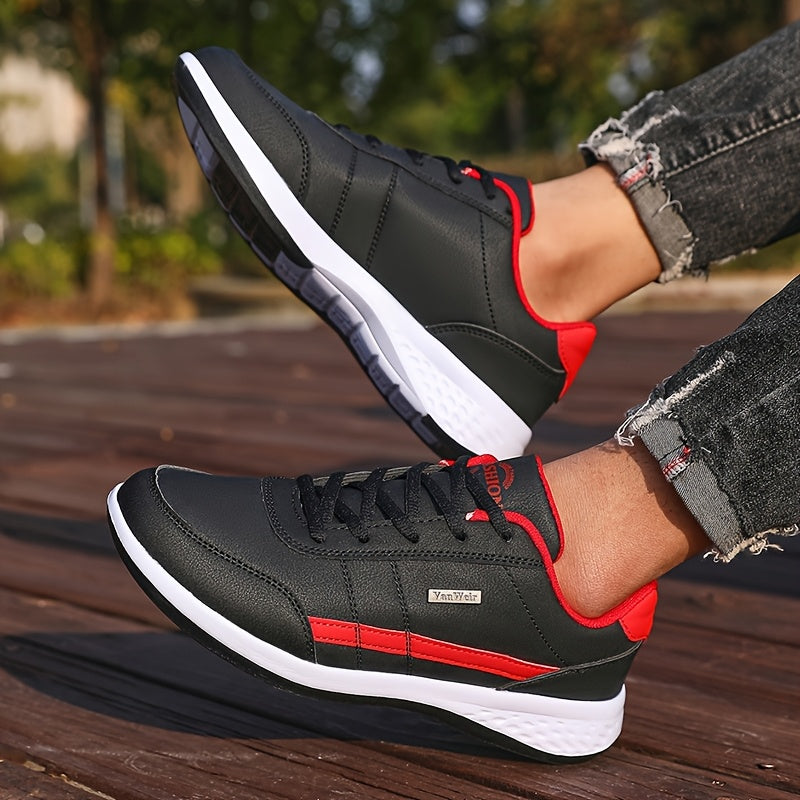 VanWeir Lightweight Men's Shoes • Navy Blue/White • Lace-up Sneakers with MD/TPR Sole • Breathable Fabric Lining for Outdoor, Hiking & Casual Wear