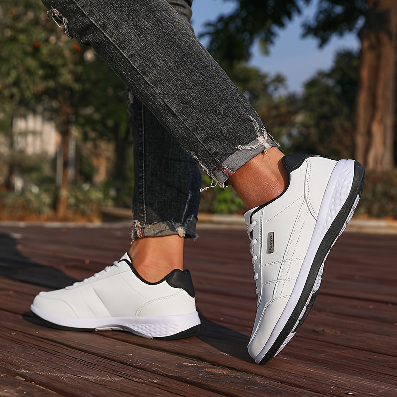 VanWeir Lightweight Men's Shoes • Navy Blue/White • Lace-up Sneakers with MD/TPR Sole • Breathable Fabric Lining for Outdoor, Hiking & Casual Wear
