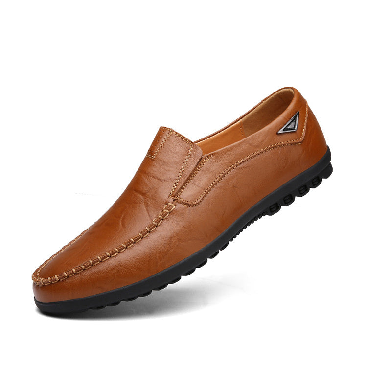 CLOHOO Men'S Genuine Faux Leather Slip-On Loafers - Non-Slip Comfortable Casual Shoes with Round Toe, Black, Rubber Sole, and Faux Cover Lining for All Seasons, Comfortable Footwear | Sleek Loafer Design | Durable Footwear