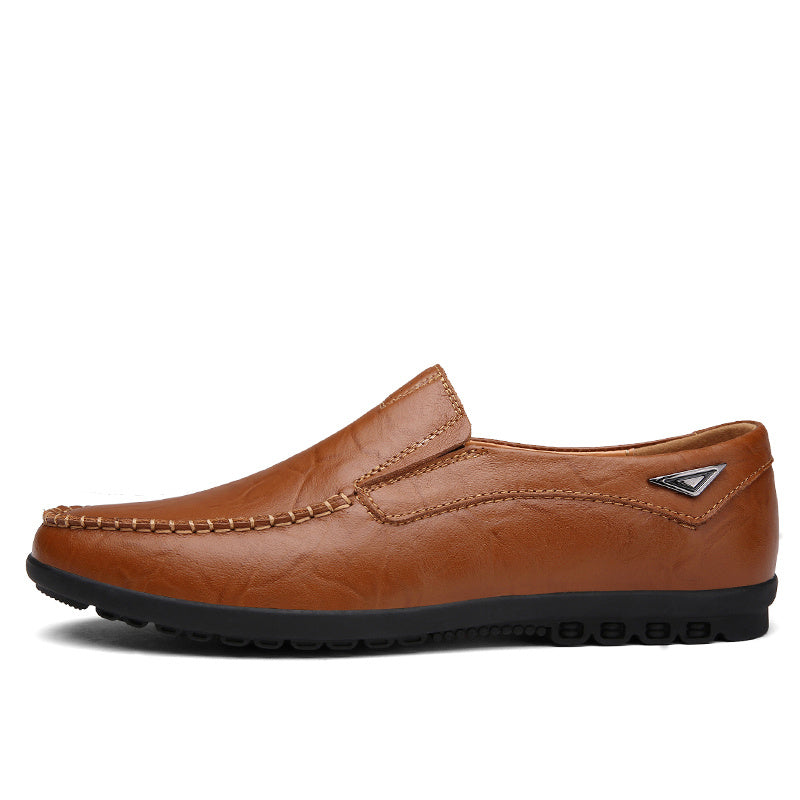 CLOHOO Men'S Genuine Faux Leather Slip-On Loafers - Non-Slip Comfortable Casual Shoes with Round Toe, Black, Rubber Sole, and Faux Cover Lining for All Seasons, Comfortable Footwear | Sleek Loafer Design | Durable Footwear