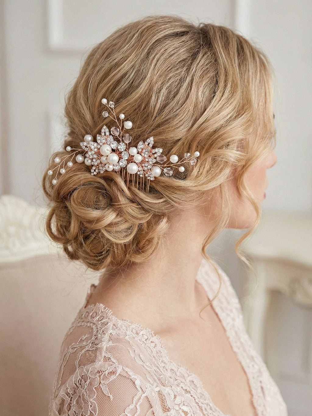 Luxury Pearl Rhinestone Classic Hair Comb Bridal Headdress Jewelry Party Dress Accessories For Women Wedding Hair Clips