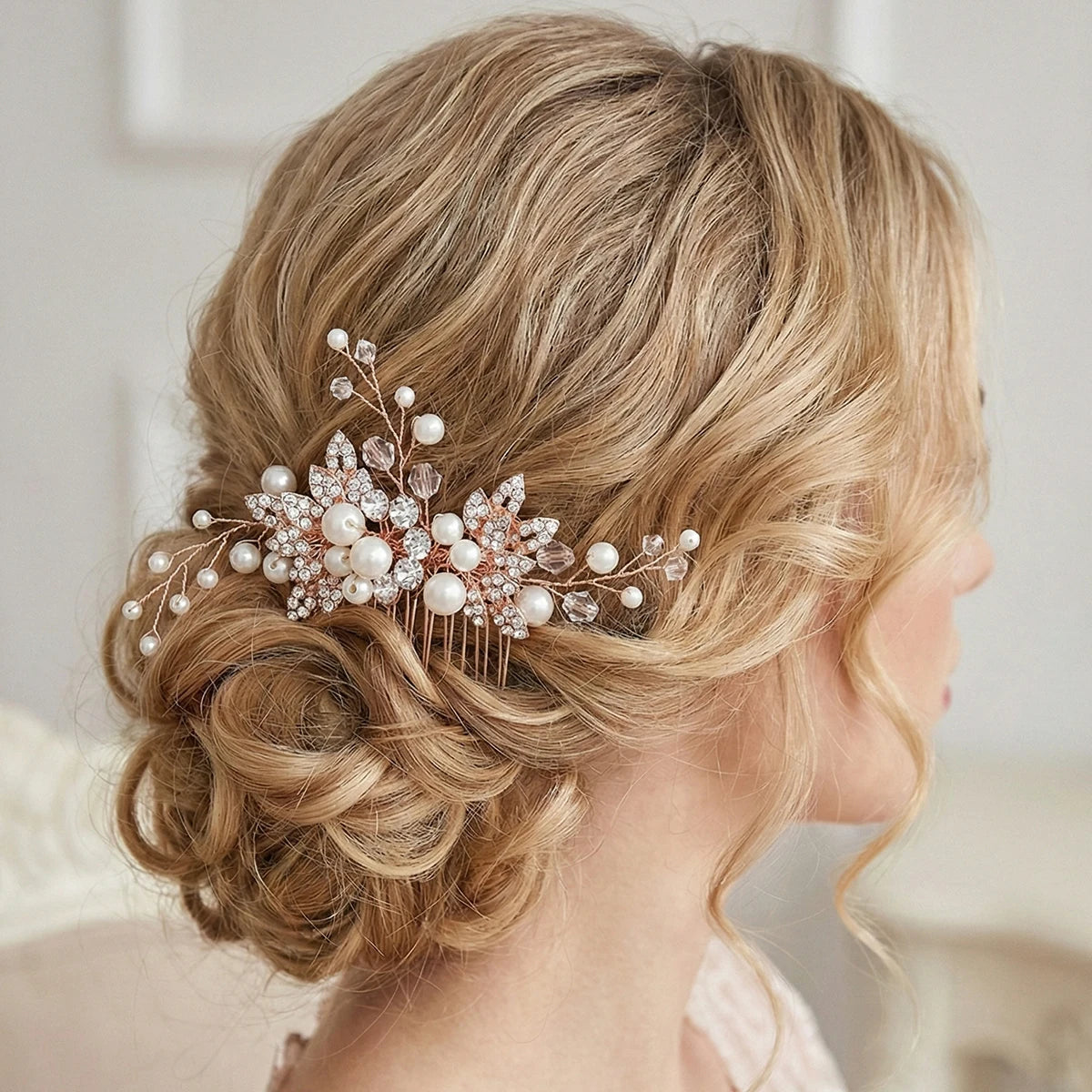 Luxury Pearl Rhinestone Classic Hair Comb Bridal Headdress Jewelry Party Dress Accessories For Women Wedding Hair Clips