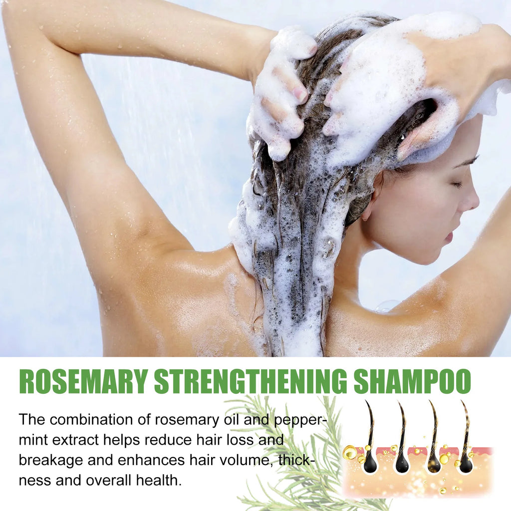 Rosemary Shampoo for Men and Women Scalp Treatment Repair Damage Hair Smoothing Strengthening Hair Remove Dandruff Hair Shampoo