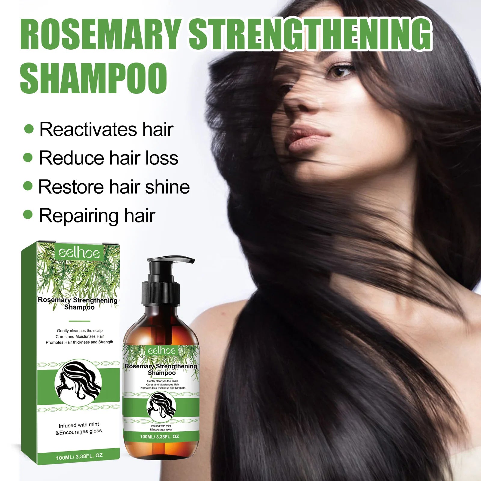 Rosemary Shampoo for Men and Women Scalp Treatment Repair Damage Hair Smoothing Strengthening Hair Remove Dandruff Hair Shampoo