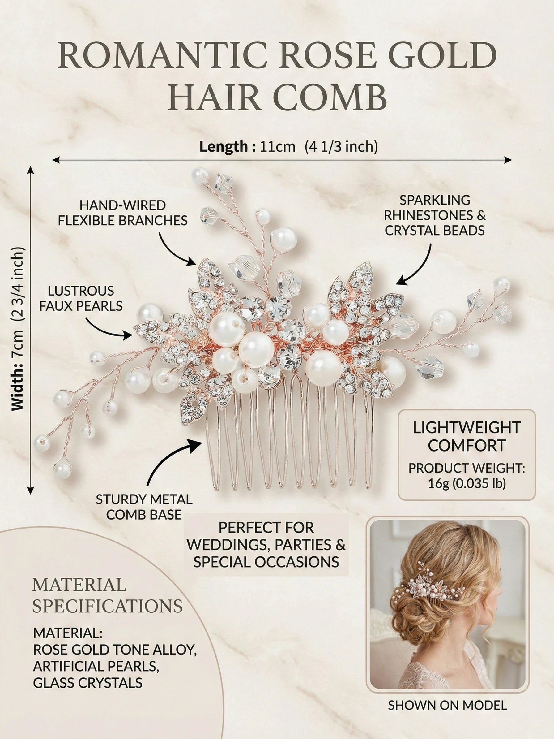 Luxury Pearl Rhinestone Classic Hair Comb Bridal Headdress Jewelry Party Dress Accessories For Women Wedding Hair Clips