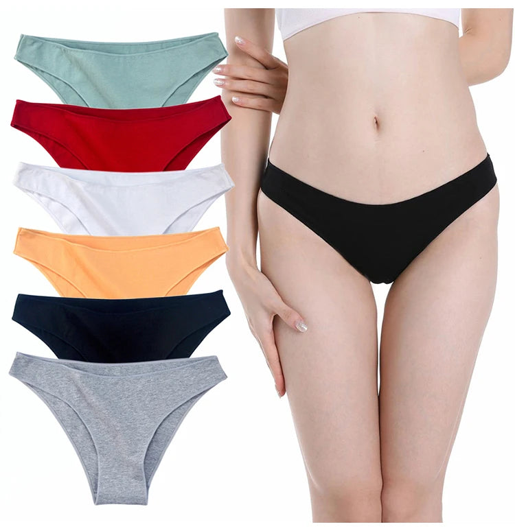 2Pcs Women Cotton Panties Comfortable Underwear Solid Low Waist Briefs Female Underpants Elasticity Breathable Lingerie M-XL