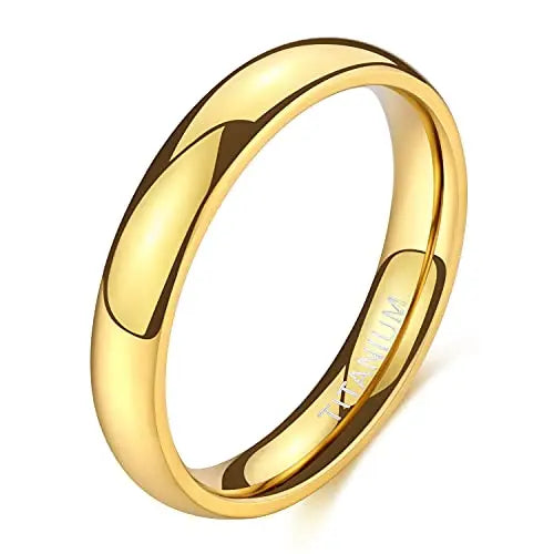 TIGRADE 2mm 4mm 6mm Titanium Ring Men Women 14K Gold Plated Dome High Polished Wedding Band Unisex Comfort Fit Size 3-13.5