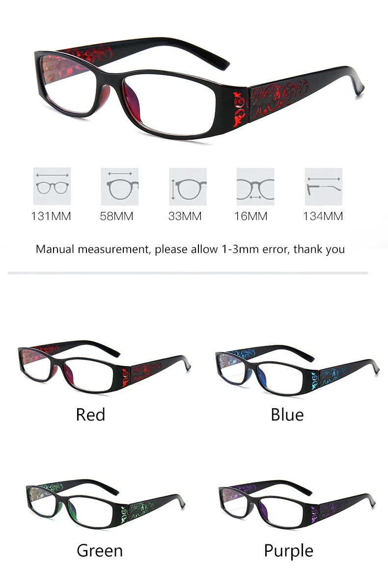 Fashion Vintage Floral Anti Blue Light Reading Glasses Men's Women's Spring Hinge Presbyopic Eyeglasses Comfortable +1.0~ +4.0