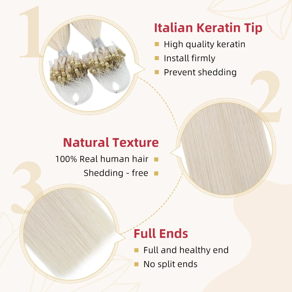 Moresoo Micro Loop Hair Extensions Microlinks Machine Remy Brazilian 1G/1S 50g Blonde Balayage 100% Real Human Hair Straight
