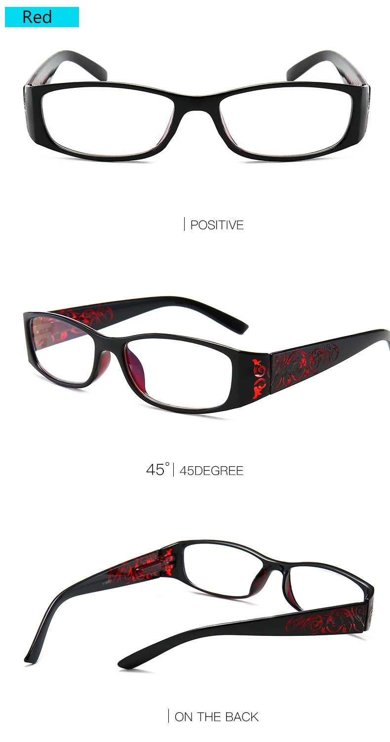 Fashion Vintage Floral Anti Blue Light Reading Glasses Men's Women's Spring Hinge Presbyopic Eyeglasses Comfortable +1.0~ +4.0