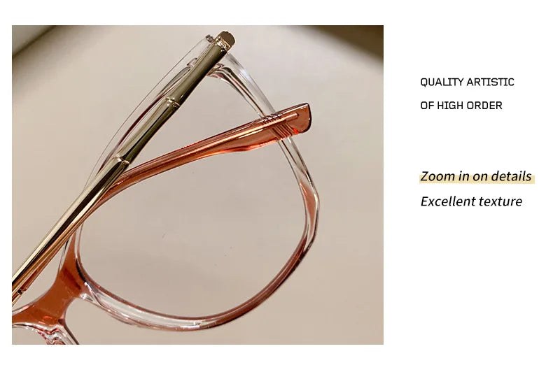Blue Light Blocking Cat Eye Nearsighted Eyeglasses Women Men TR90 Metal Spring Hinge Eyeglasses Luxury Myopia Glasses -1.75 -6.0