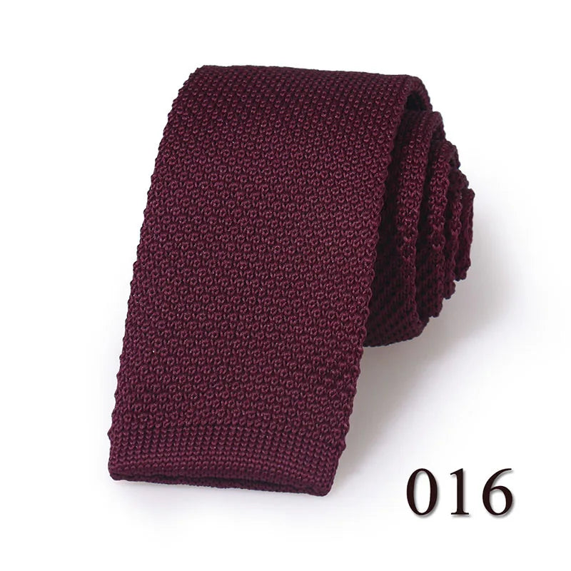 HUISHI Knit Tie Slim Fashion Knitted Ties For Men Solid Black White Gray Blue Burgundy Knitted Necktie 5.5cm Skinny Men Necktie