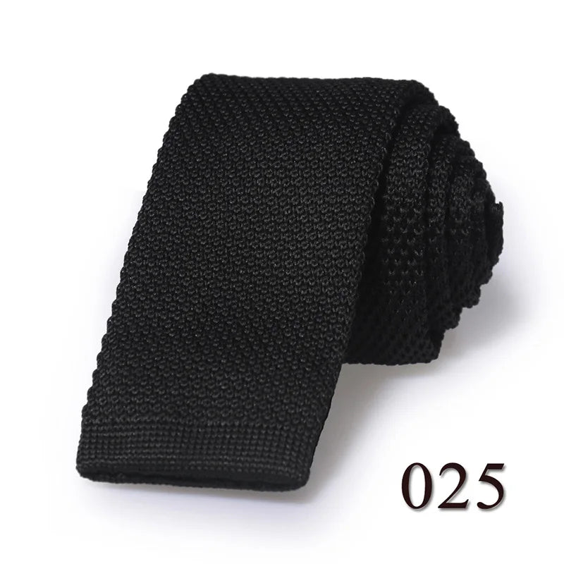 HUISHI Knit Tie Slim Fashion Knitted Ties For Men Solid Black White Gray Blue Burgundy Knitted Necktie 5.5cm Skinny Men Necktie