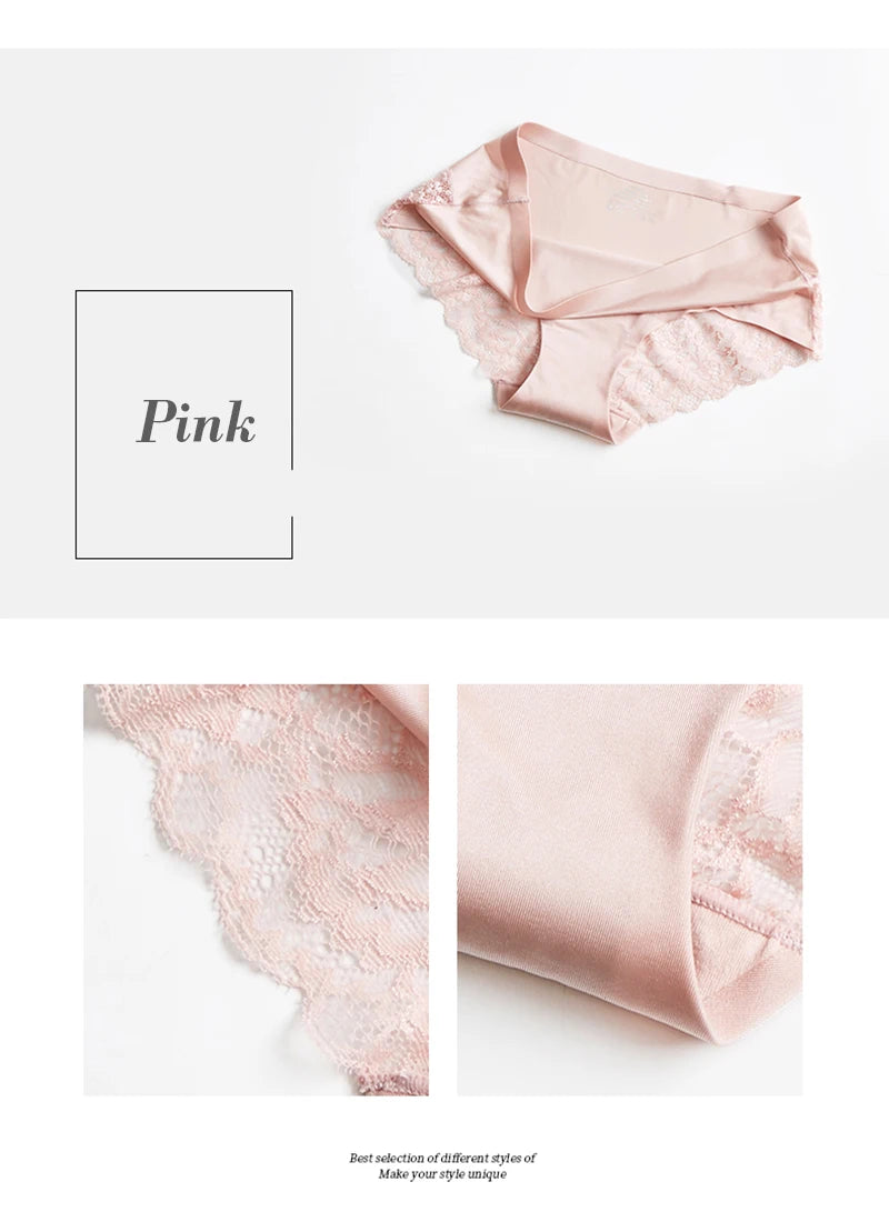 BZEL Sexy Lace Underwear Women's Panties Cozy Comfort Lingerie Hot Sale Ice Silk Briefs Seamless Panties Skin-Friendly Underpant