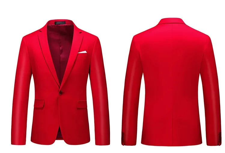 Men's Suit Jacket with Pant Slim Fit Formal Clothing Business Work Wedding Tuxedo Set Blazer Trousers White Pink Red Suits Man