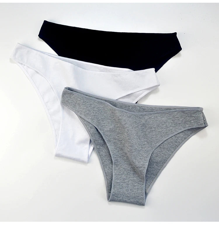 2Pcs Women Cotton Panties Comfortable Underwear Solid Low Waist Briefs Female Underpants Elasticity Breathable Lingerie M-XL