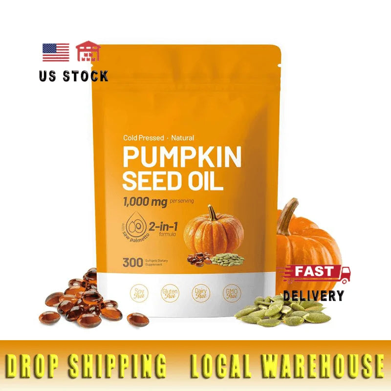 Cold Pressed Pumpkin Seed Oil Supplement Supports Urinary Prostate Health USA Warehouse Delivery