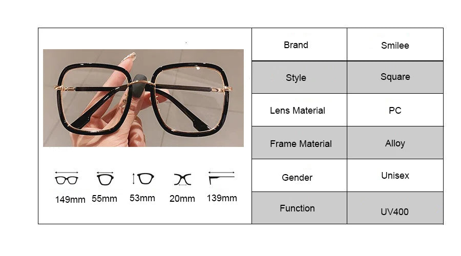 Fashion Blue Light Blocking Myopia Glasses 0 TO -6 Unisex Clear Lens Computer Goggles Ovesized Square Women's Spectacle Frames