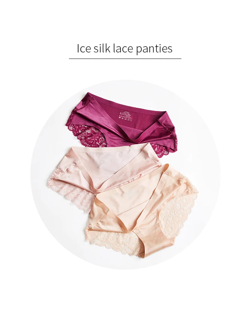 BZEL Sexy Lace Underwear Women's Panties Cozy Comfort Lingerie Hot Sale Ice Silk Briefs Seamless Panties Skin-Friendly Underpant
