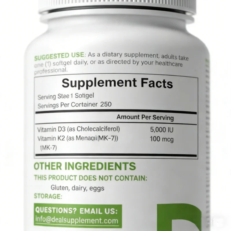 Halal Kosher D3 K2 Supplement 6000 IU D3 120 MCG K2 Balances Immune System & Bone Density Vitamin D3 K2 Softgels