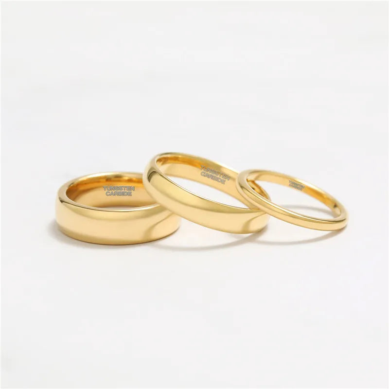 Tigrade Gold Color Tungsten Ring Couple Men Women Classic Wedding Engagement Band 2/4/6/8mm Special Write Engraving Name/Logo