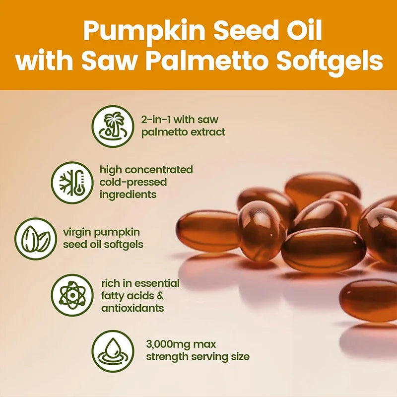 Cold Pressed Pumpkin Seed Oil Supplement Supports Urinary Prostate Health USA Warehouse Delivery