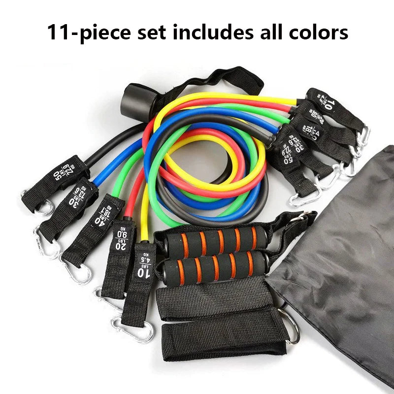 11 Pcs Latex Resistance Band Set Yoga Natural Rubber Exercise Bands Gym Accessories Resist Band Tube Resistance Leagues Sport