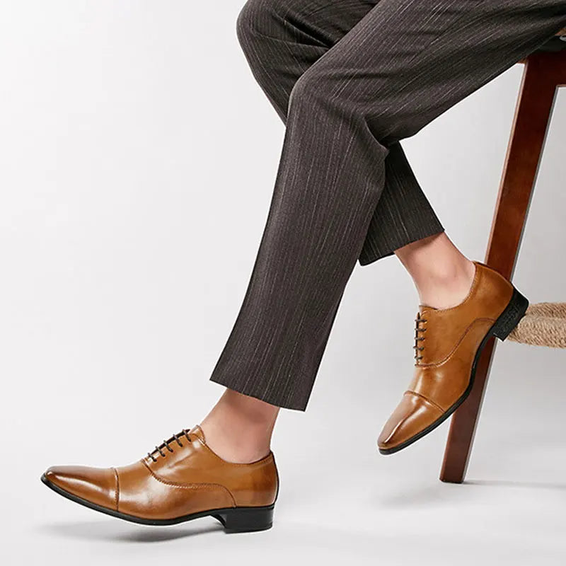 2025 Business New Fashion Men Dress Shoes Leather Men Wedding Oxford Shoes Lace-Up Office Suit Men's Casual Shoes Luxury Formal