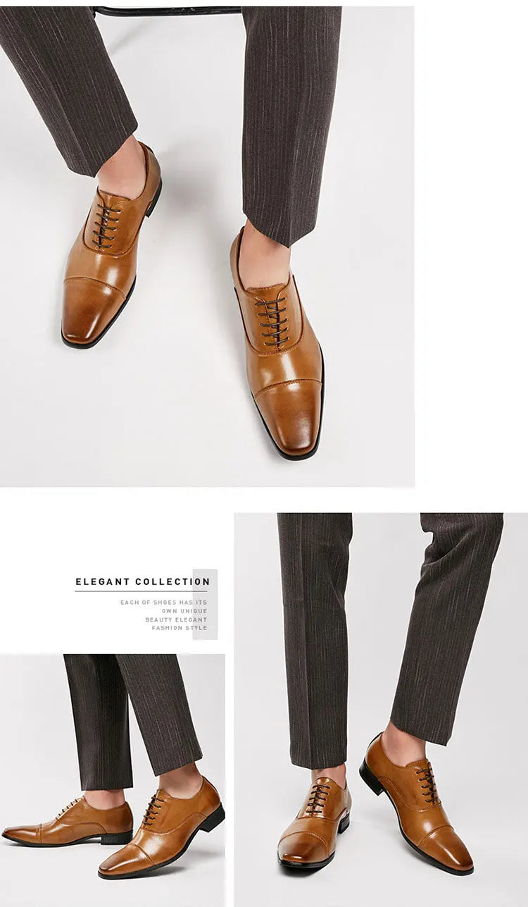 2025 Business New Fashion Men Dress Shoes Leather Men Wedding Oxford Shoes Lace-Up Office Suit Men's Casual Shoes Luxury Formal