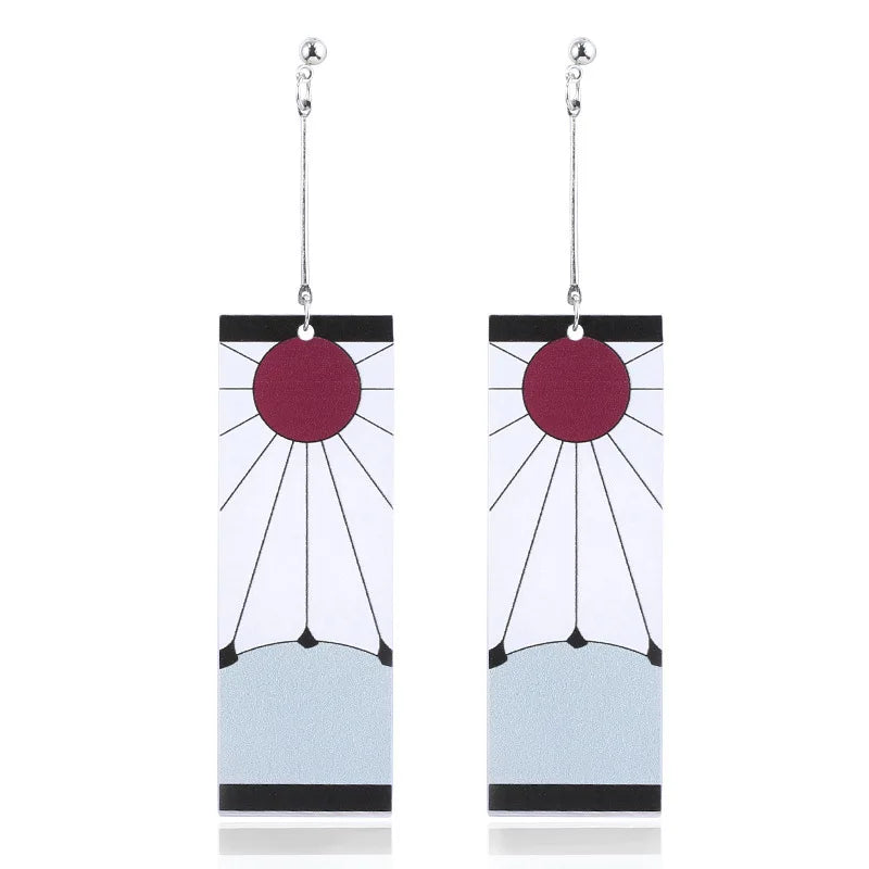 Trend Of Ghost Slaying Blade Earrings Stove Door Tanjirou The Same Sun Earrings Butterfly Ninja Two-Dimensional Animation