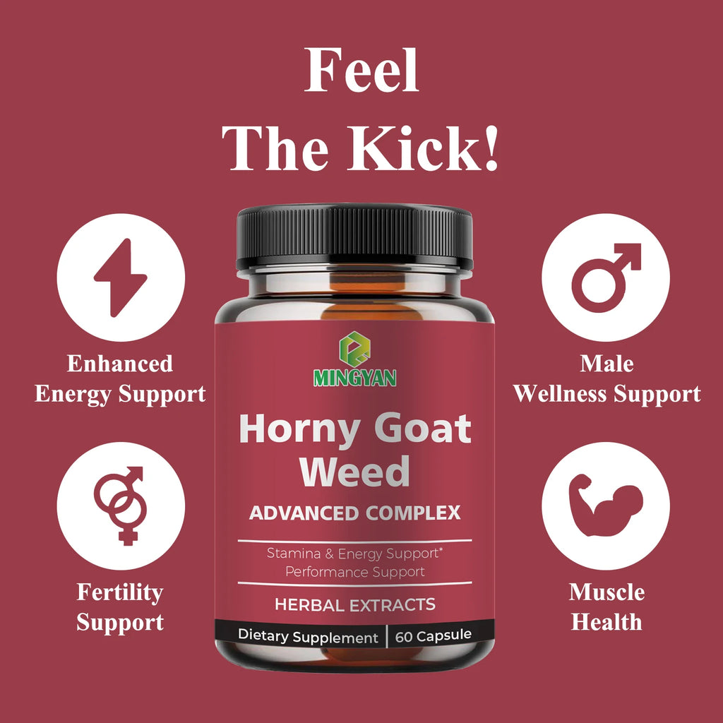 Horny Goat Weed Maca Tongkat Ali Capsules for Men Women-Energy Vitality Stamina Support Herbal Blend Enhancing Libido Supplement