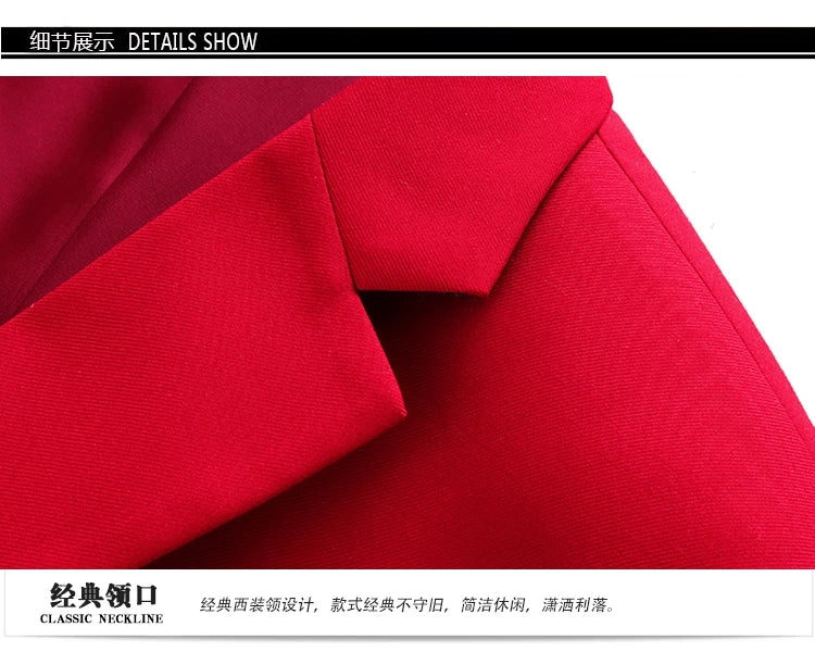 Men's Suit Jacket with Pant Slim Fit Formal Clothing Business Work Wedding Tuxedo Set Blazer Trousers White Pink Red Suits Man