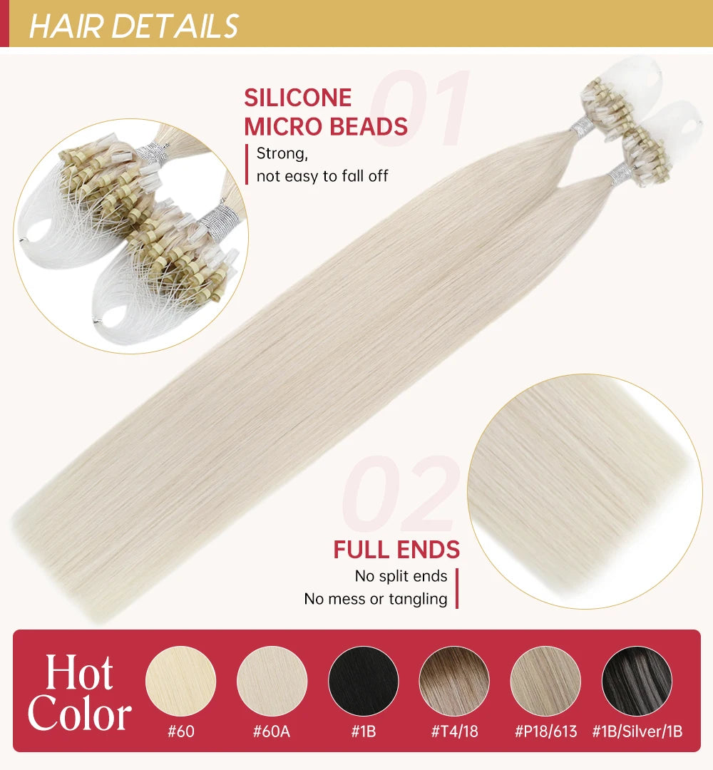 Moresoo Micro Loop Hair Extensions Microlinks Machine Remy Brazilian 1G/1S 50g Blonde Balayage 100% Real Human Hair Straight