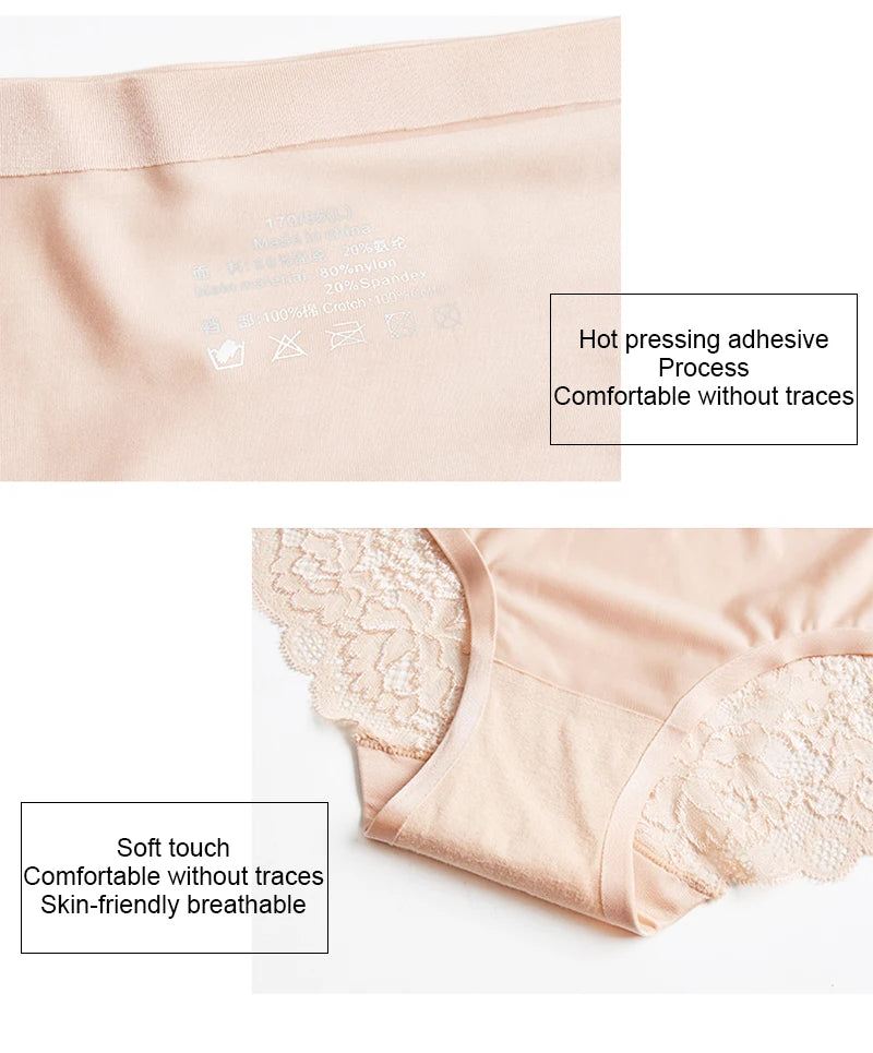 BZEL Sexy Lace Underwear Women's Panties Cozy Comfort Lingerie Hot Sale Ice Silk Briefs Seamless Panties Skin-Friendly Underpant