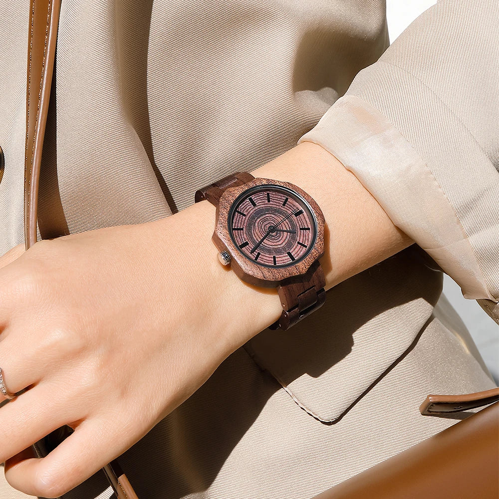 2021 Unique Luxury Wooden Watches Women Fashion Elegant Female Quartz Wood Strap Wristwatch Simple Dial Irregular Watches relogi