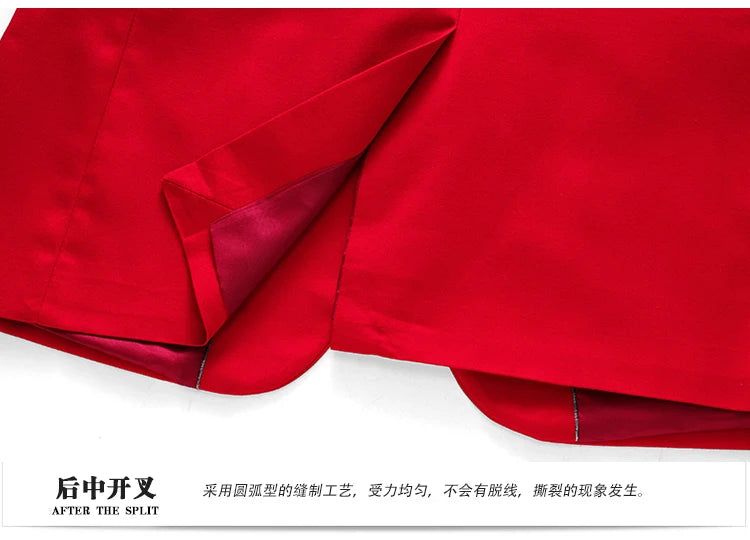 Men's Suit Jacket with Pant Slim Fit Formal Clothing Business Work Wedding Tuxedo Set Blazer Trousers White Pink Red Suits Man