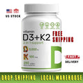 Halal Kosher D3 K2 Supplement 6000 IU D3 120 MCG K2 Balances Immune System & Bone Density Vitamin D3 K2 Softgels