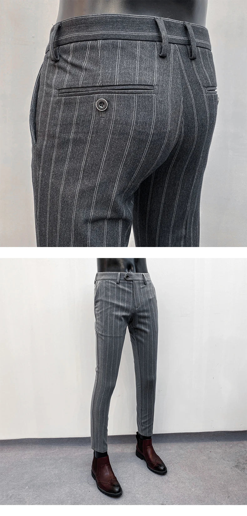 Men Suit Pants Formal Trousers Pantalone Hombre Stretch Slim Solid Color Casual Dress Full Length Pants Fashion New Men Clothing