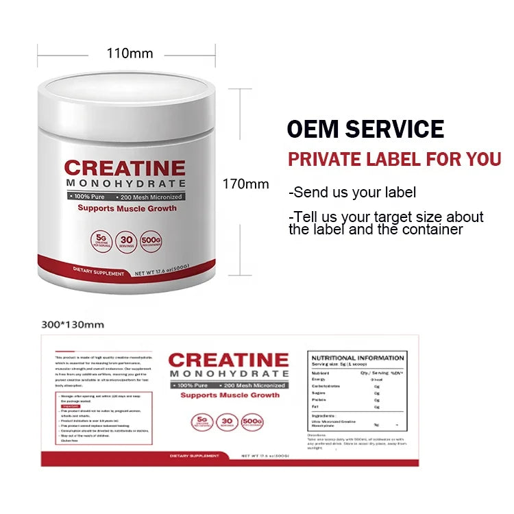 OEM Creatine Powder 300g Pre Workout Supplements Bulk 200 Mesh Pure Creatine Monohydrate Powder