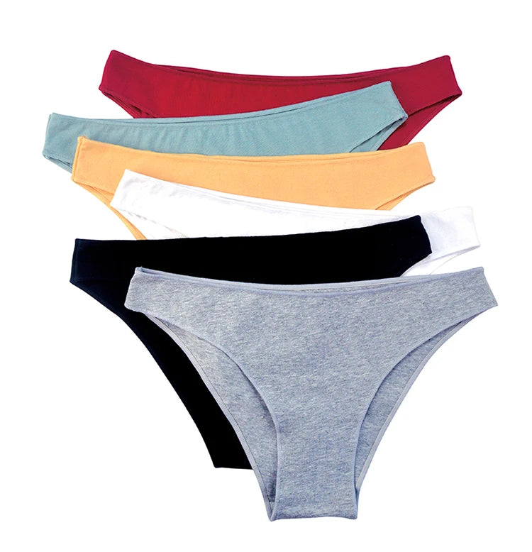 2Pcs Women Cotton Panties Comfortable Underwear Solid Low Waist Briefs Female Underpants Elasticity Breathable Lingerie M-XL