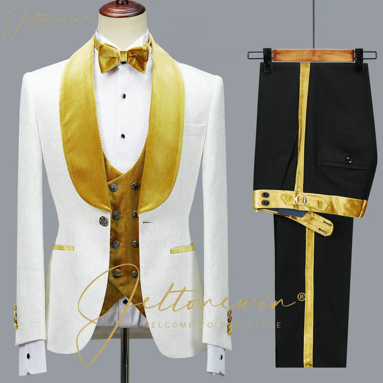 Fashion Designs Men Suits Groomsman Black Floral Jacket Burgundy Velvet Lapel Formal Groom Wear Wedding Party Dress Prom Tuxedos