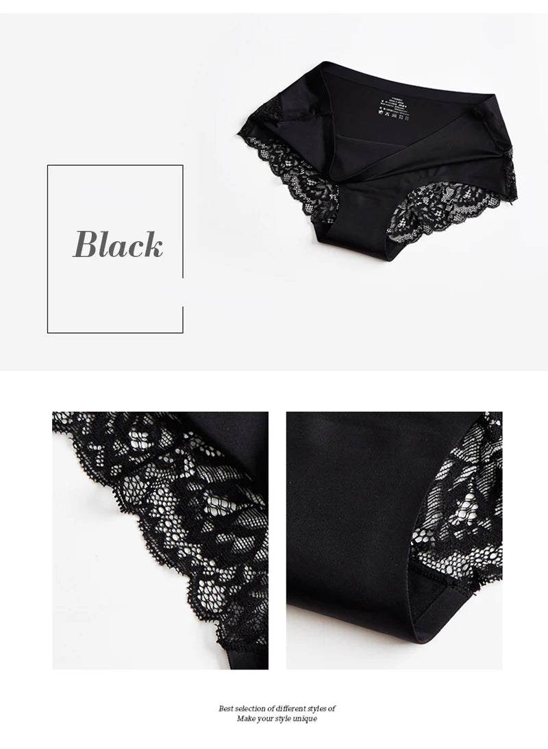 BZEL Sexy Lace Underwear Women's Panties Cozy Comfort Lingerie Hot Sale Ice Silk Briefs Seamless Panties Skin-Friendly Underpant