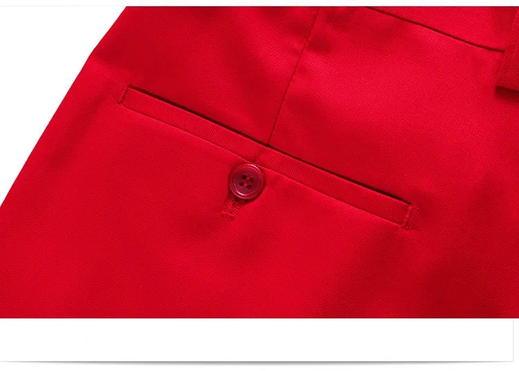 Men's Suit Jacket with Pant Slim Fit Formal Clothing Business Work Wedding Tuxedo Set Blazer Trousers White Pink Red Suits Man