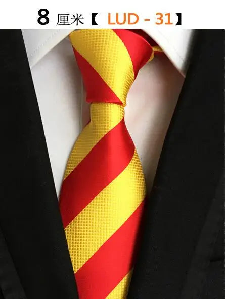 Ricnais Fashion Trend Men Tie 100% Jacquard Woven Silk Mens Ties Necktie 8cm Striped Ties for Men Business Suit Wedding Party