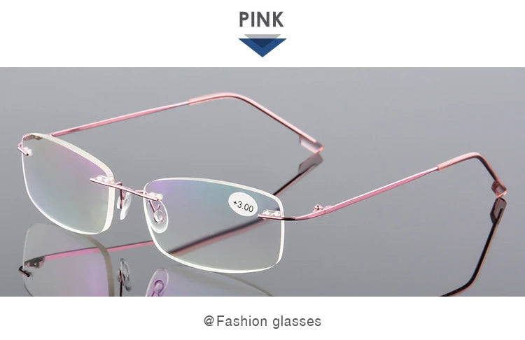 VCKA Rimless Reading Glasses Men Titanium Alloy Fold  Women Square Eyeglasses Presbyopic Frameless Eyewear +1.0 +1.5 +2.0 +2.5