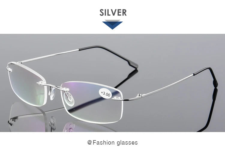 VCKA Rimless Reading Glasses Men Titanium Alloy Fold  Women Square Eyeglasses Presbyopic Frameless Eyewear +1.0 +1.5 +2.0 +2.5