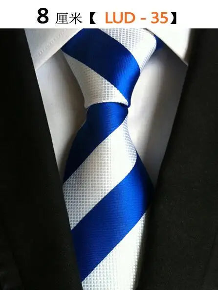 Ricnais Fashion Trend Men Tie 100% Jacquard Woven Silk Mens Ties Necktie 8cm Striped Ties for Men Business Suit Wedding Party